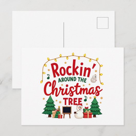 Rockin rond de kerstboom briefkaart (Voorkant / Achterkant)