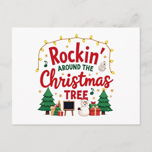 Rockin rond de kerstboom briefkaart (Voorkant)