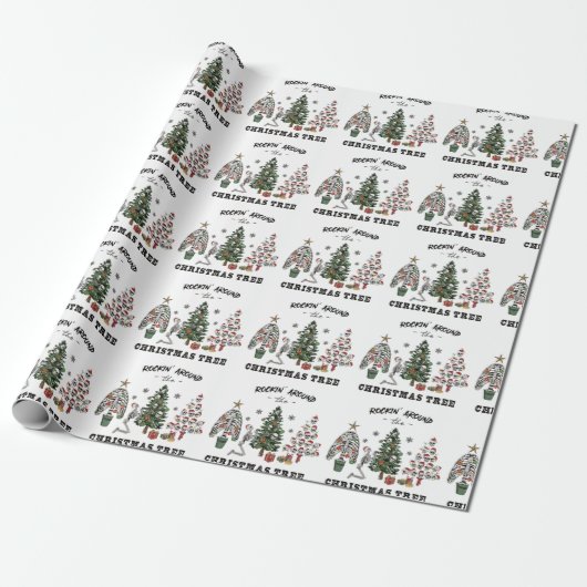 Rockin rond de kerstboom cadeaupapier (Uitgerold)