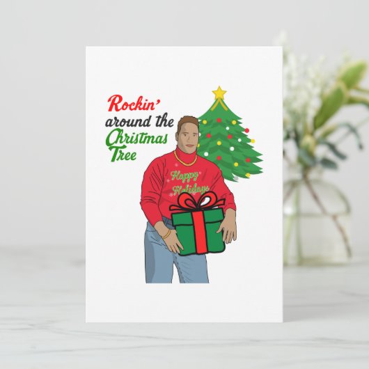 Rockin rond de kerstboom (de rots) kaart (Staand voorkant)