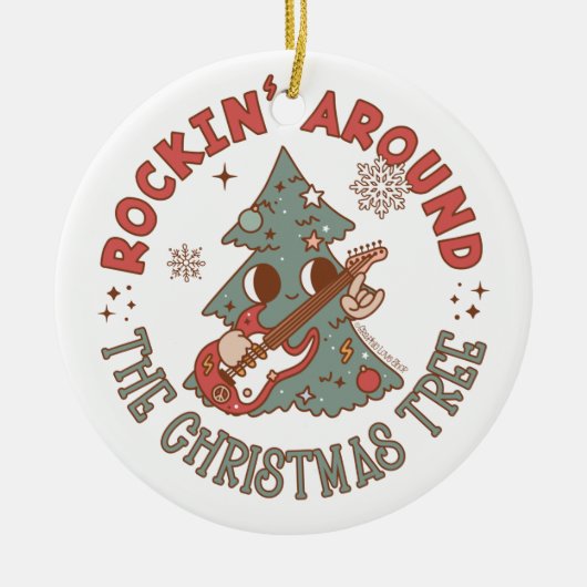 Rockin rond de kerstboom © GraphicLoveShop Keramisch Ornament (Voorkant)