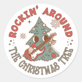 Rockin rond de kerstboom © GraphicLoveShop Ronde Sticker