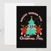 Rockin rond de kerstboom Groovy Funny Fami Feestdagenkaart (Voorkant / Achterkant)