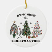 Rockin rond de kerstboom keramisch ornament (Voorkant)