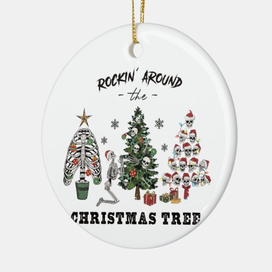 Rockin rond de kerstboom keramisch ornament (Links)