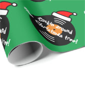 Rockin rond de kerstboom leuk vinyl record cadeaupapier (Rol Hoek)
