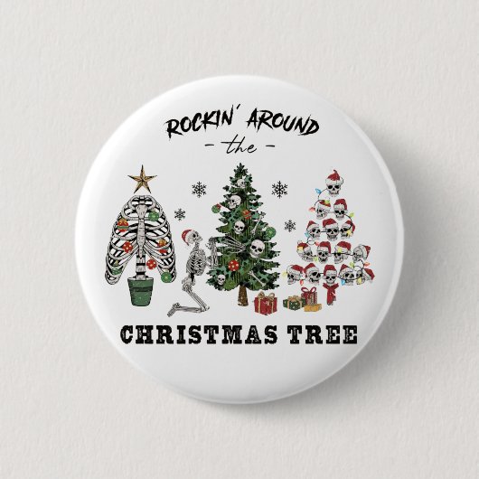 Rockin rond de kerstboom ronde button 5,7 cm (Voorkant)