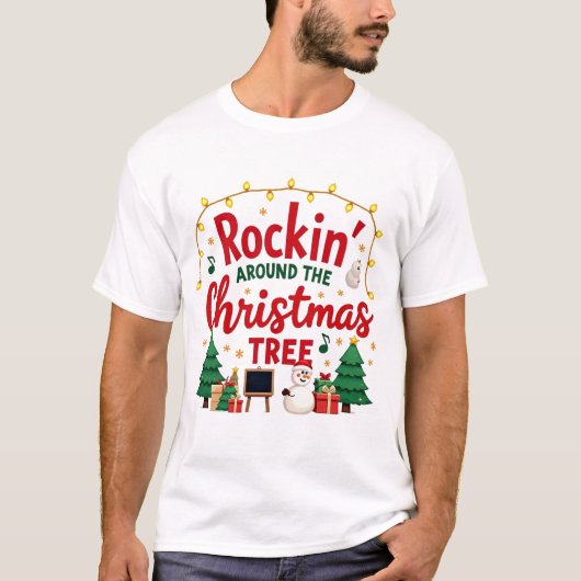 Rockin rond de kerstboom t-shirt (Voorkant)