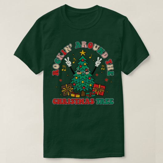 rockin rond de kerstboom t-shirt (Design voorkant)