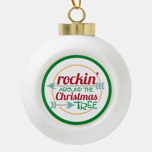 Rockin rond de kerstboomversiering keramische bal ornament (Voorkant)