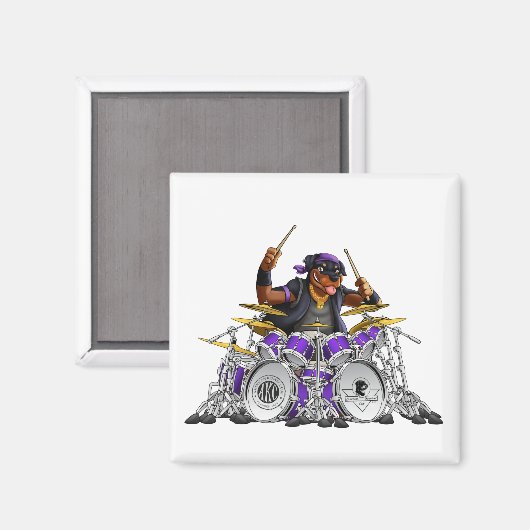 Rockin' Rottie Drummer Magneet (Voorkant / Achterkant)