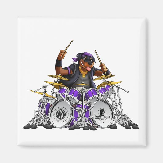 Rockin' Rottie Drummer Magneet (Voorkant)