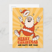 Rockin' Santa Claus - Een vrolijk en luid kerstfee Feestdagenkaart (Voorkant / Achterkant)
