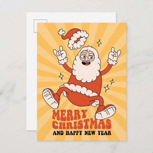 Rockin' Santa Claus - Een vrolijk en luid kerstfee Feestdagenkaart (Voorkant / Achterkant)