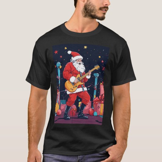 Rockin’ Santa Claus speelt gitaar T-shirt (Voorkant)