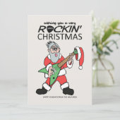 Rockin Santa Guitar Heavy Metal Kerstmis Feestdagenkaart (Staand voorkant)