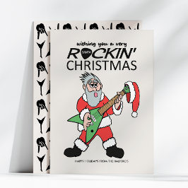 Rockin Santa Guitar Heavy Metal Kerstmis Feestdagenkaart