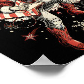 Rockin Santa Playing Guitar Funny Christmas Retro  Poster (Hoek)