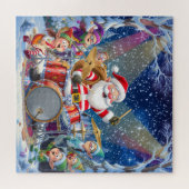 Rockin 'Santa & The Elf Band: Kerstman op de Drums Legpuzzel (Horizontaal)