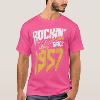 Rockin' Since 1957 Vintage Rock Music Fan 65th Bir T-shirt