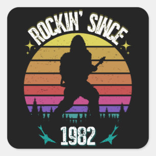 Rockin sinds 1982 Bigfoot Music Lover Vierkante Sticker