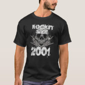 Rockin sinds 2001 Grunge Skull Rock Hands Birthday T-shirt (Voorkant)