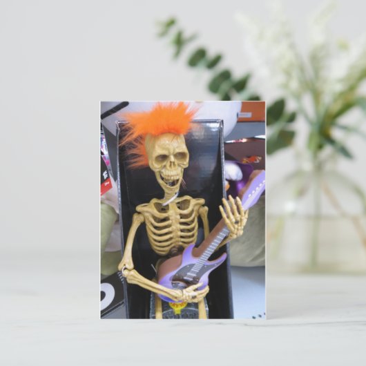Rockin Skeleton Briefkaart (Staand voorkant)