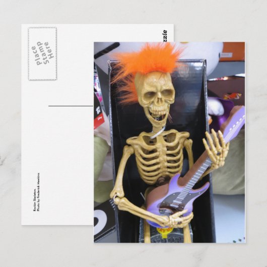 Rockin Skeleton Briefkaart (Voorkant / Achterkant)