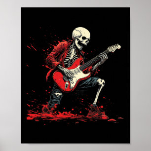 Rockin' Skeleton - elektrische gitaar Halloween Pu Poster