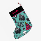 Rockin' Skull Stocking Kleine Kerstsok (Achterkant (Hangend))