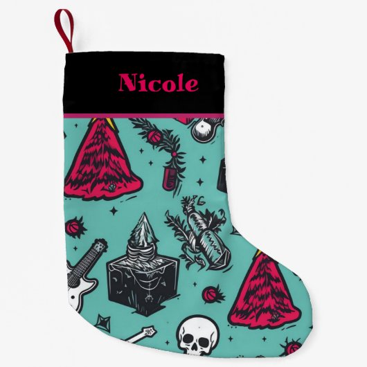 Rockin' Skull Stocking Kleine Kerstsok (Voorkant)