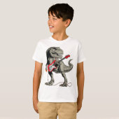 Rockin' T-Rex: Dinosaurus speelt elektrische gitaa T-shirt (Voorkant volledig)