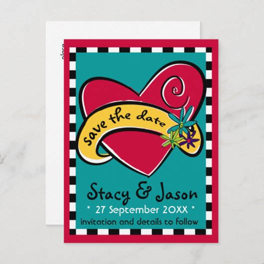 Rockin' Tattoo "Save the Date" Briefkaart (Voorkant / Achterkant)