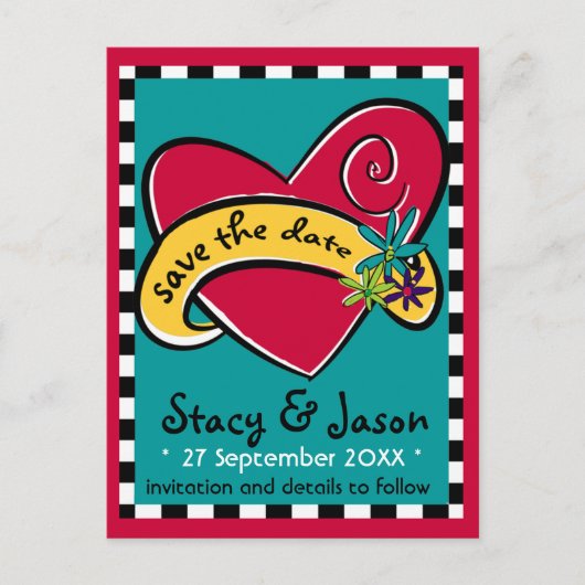 Rockin' Tattoo "Save the Date" Briefkaart (Voorkant)