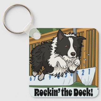 Rockin' the Dock! Border Collie Dock Diving Sleutelhanger