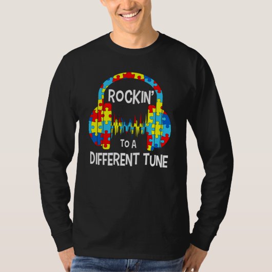 Rockin To A Different Tune Autistic Awarenes Men W T-shirt (Voorkant)