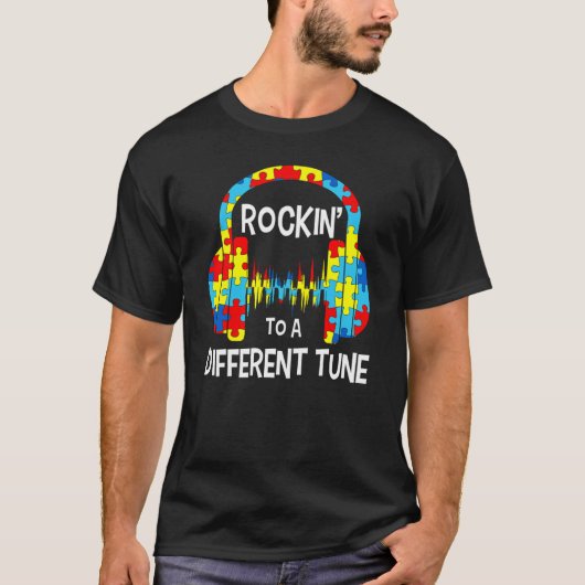 Rockin To A Different Tune Autistic Awarenes Men W T-shirt (Voorkant)