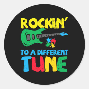 Rockin To Different Tune Guitar Autism Awareness M Ronde Sticker