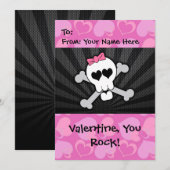 Rockin' Valentijn Skull Feestdagenkaart (Voorkant / Achterkant)