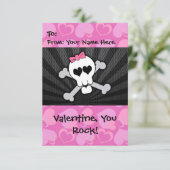 Rockin' Valentijn Skull Kaart (Staand voorkant)