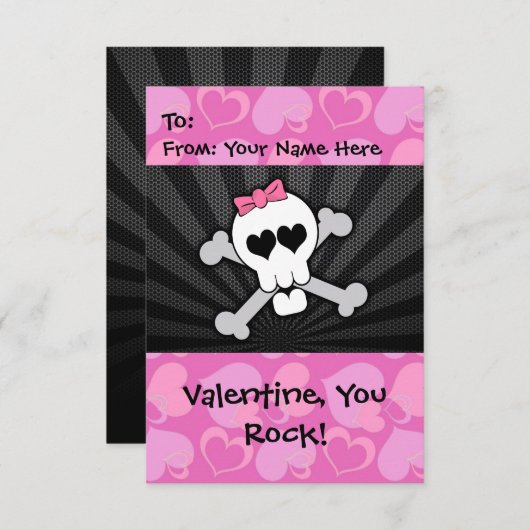 Rockin' Valentijn Skull Kaart (Voorkant / Achterkant)
