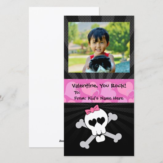 Rockin' Valentijns Valentijn van de schedel Monste Feestdagenkaart (Voorkant / Achterkant)