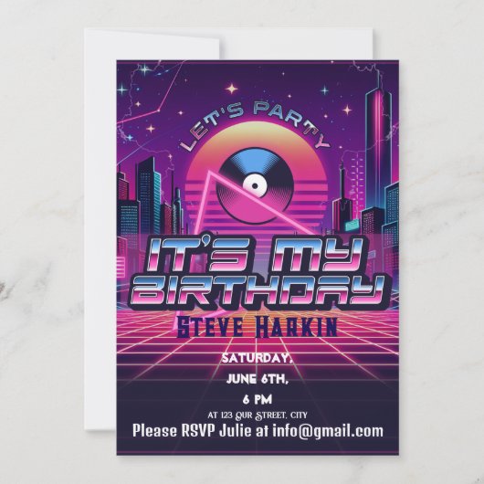 Rockin Vaporwave Feestje Kaart (Voorkant)