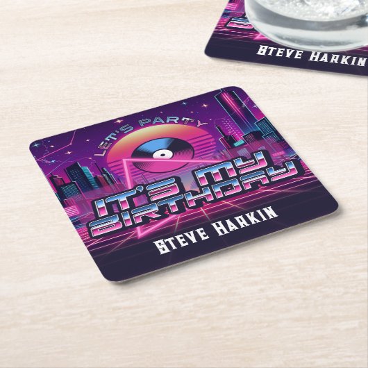 Rockin Vaporwave Party Kartonnen Onderzetters (Schuin)