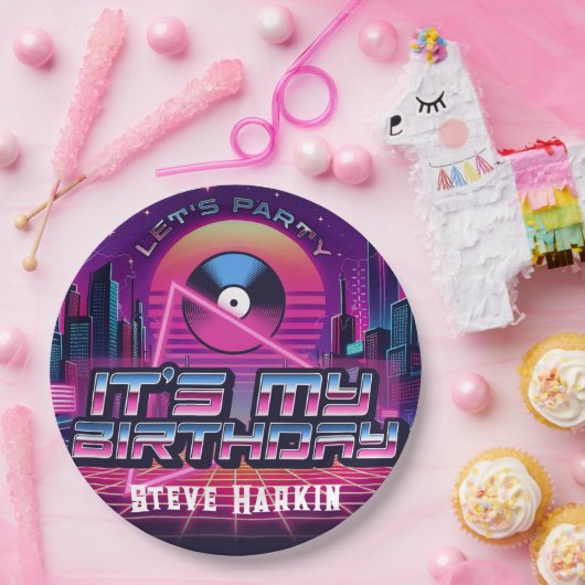 Rockin Vaporwave Party Papieren Bordje (Feest)