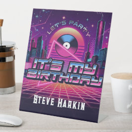 Rockin Vaporwave Party Reclamebord Met Voetstuk