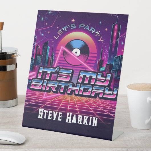 Rockin Vaporwave Party Reclamebord Met Voetstuk (Insitu)