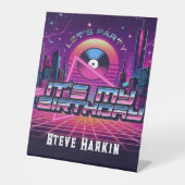 Rockin Vaporwave Party Reclamebord Met Voetstuk (Voorkant)