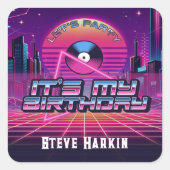 Rockin Vaporwave Party Vierkante Sticker (Voorkant)