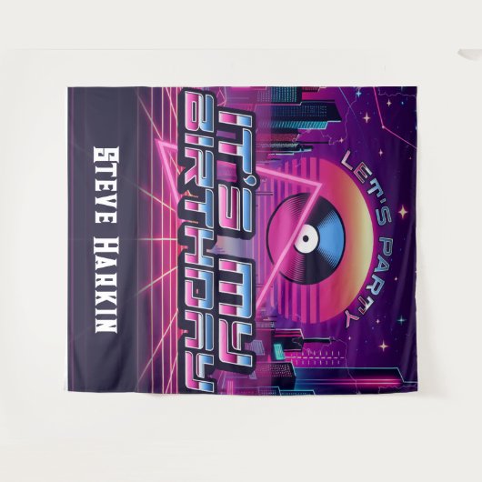 Rockin Vaporwave Party Wandkleed (Voorkant (horizontaal))